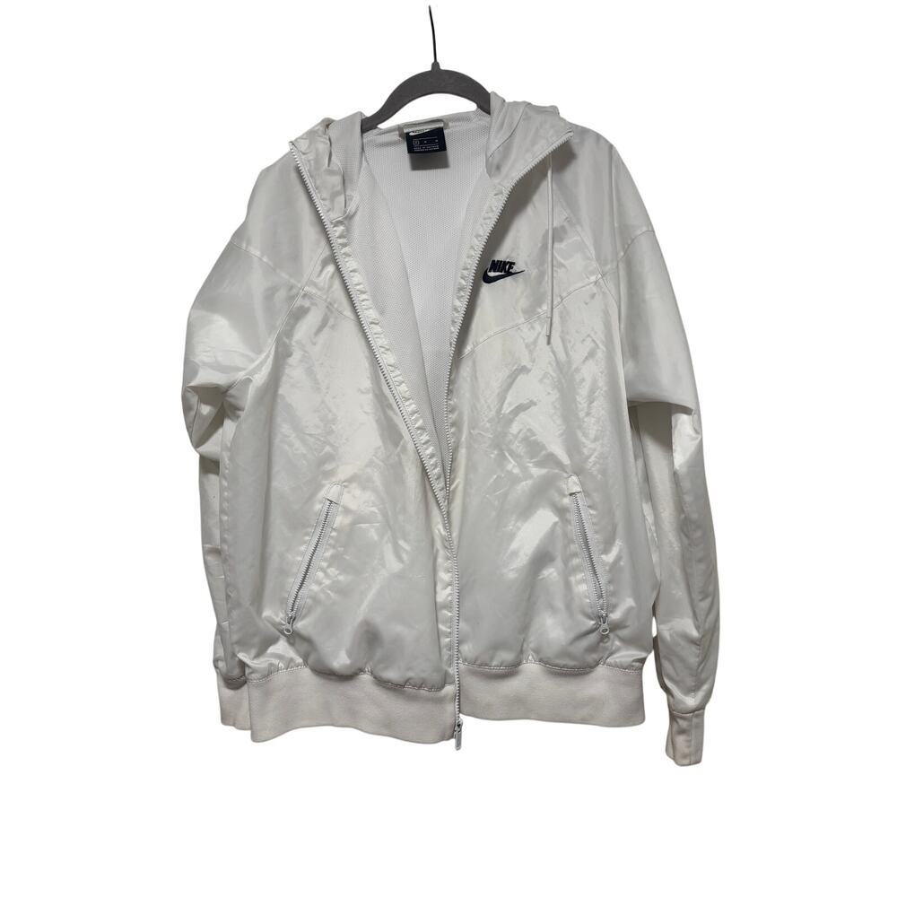 Nike White Medium Hooded Windbreaker Jacket - Picture 2 of 7